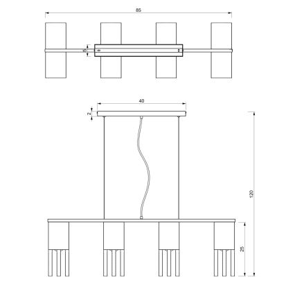 Lampadario a sospensione con filo MALM 4xE27/60W/230V