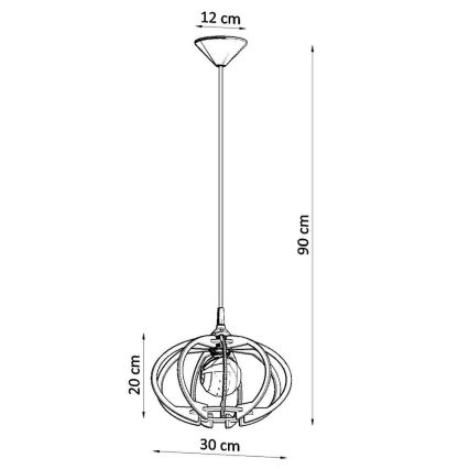 Lampadario a sospensione con filo MANDELINO 1xE27/60W/230V