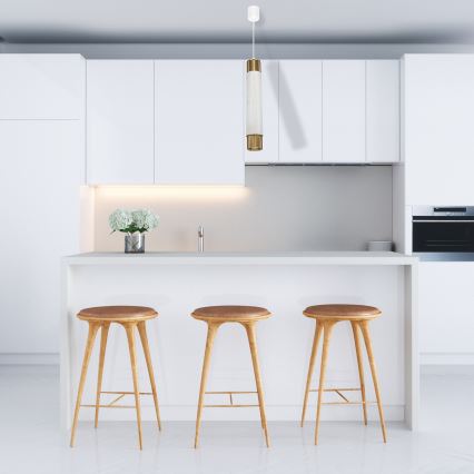 Lampadario a sospensione con filo Marble white/brass 1xGU10/8W/230V