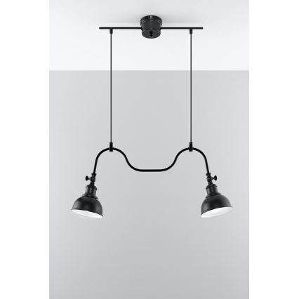 Lampadario a sospensione con filo MARE 2 2xE27/60W/230V nero