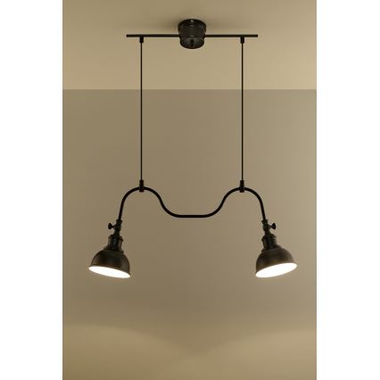 Lampadario a sospensione con filo MARE 2 2xE27/60W/230V nero