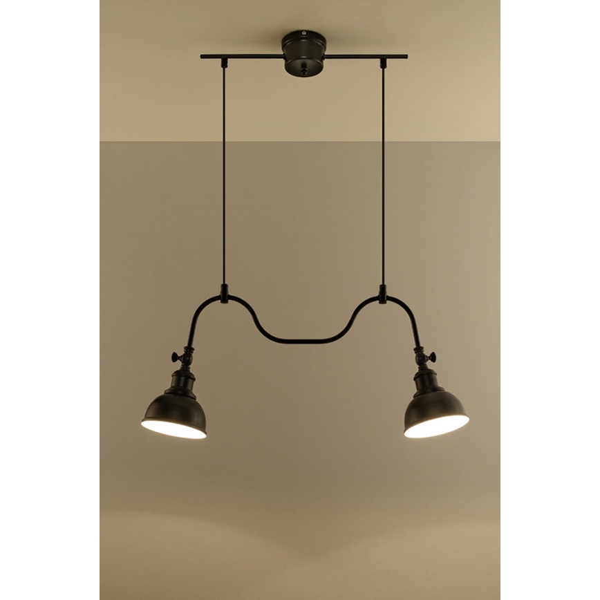 Lampadario a sospensione con filo MARE 2 2xE27/60W/230V nero