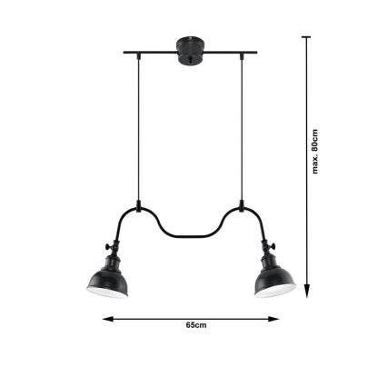 Lampadario a sospensione con filo MARE 2 2xE27/60W/230V nero