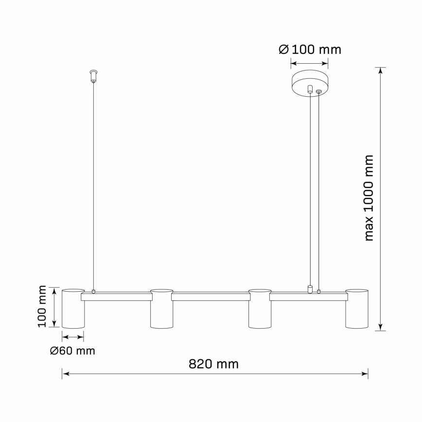 Lampadario a sospensione con filo MARIBEL 4xGU10/10W/230V nero