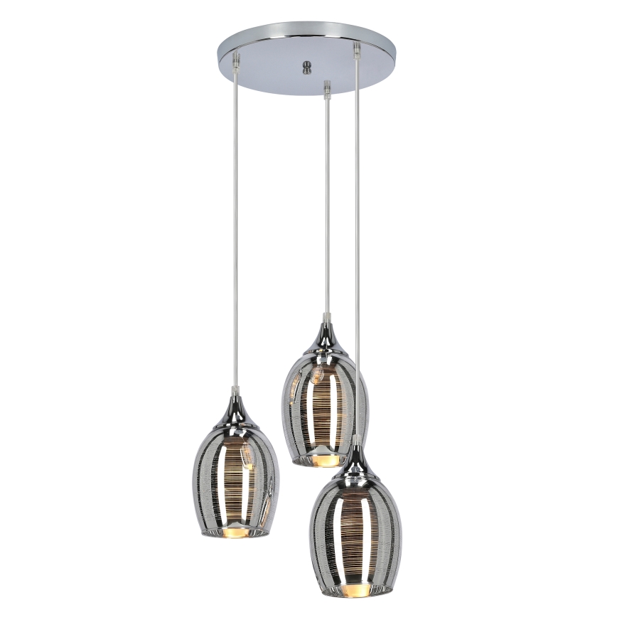 Lampadario a sospensione con filo MARINA 3xE27/60W/230V cromo