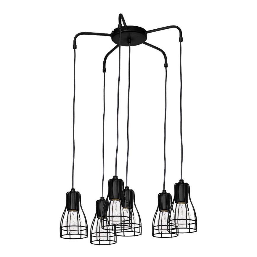 Lampadario Sospensione Filo Con 60w 230v A Black 6xe27 Marion PiTkZlwOXu