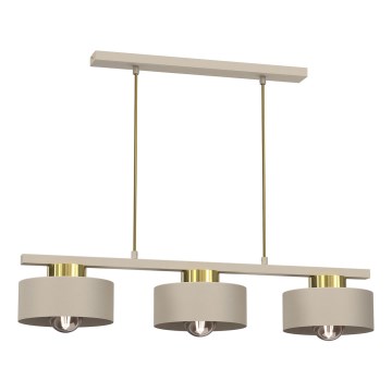 Lampadario a sospensione con filo MARTI 3xE27/15W/230V beige/oro