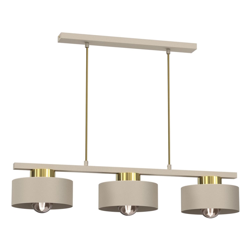 Lampadario a sospensione con filo MARTI 3xE27/15W/230V beige/oro