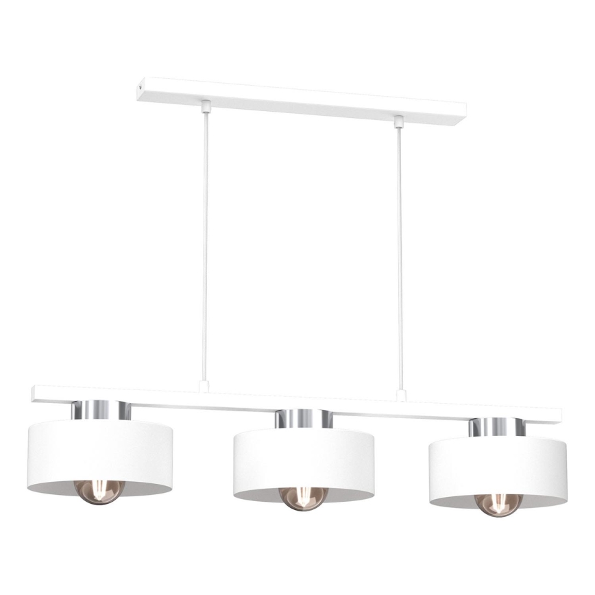 Lampadario a sospensione con filo MARTI 3xE27/15W/230V bianco/cromo lucido