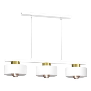 Lampadario a sospensione con filo MARTI 3xE27/15W/230V bianco/oro