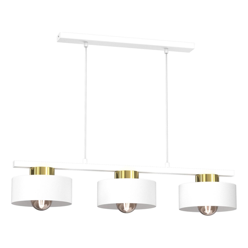 Lampadario a sospensione con filo MARTI 3xE27/15W/230V bianco/oro