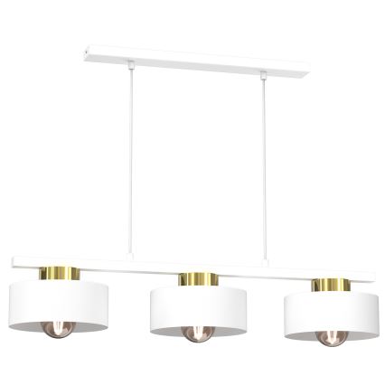 Lampadario a sospensione con filo MARTI 3xE27/15W/230V bianco/oro