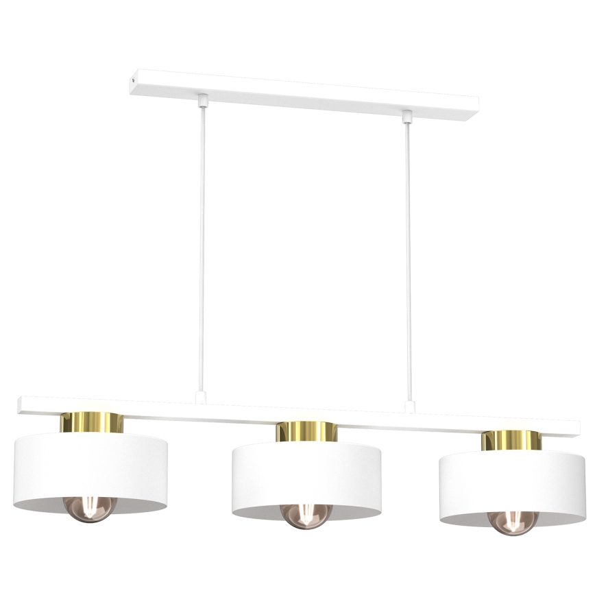 Lampadario a sospensione con filo MARTI 3xE27/15W/230V bianco/oro