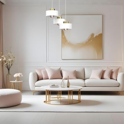 Lampadario a sospensione con filo MARTI 3xE27/15W/230V bianco/oro