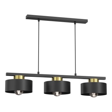 Lampadario a sospensione con filo MARTI 3xE27/15W/230V nero/oro