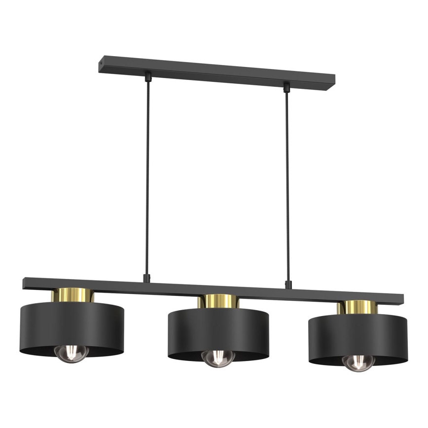 Lampadario a sospensione con filo MARTI 3xE27/15W/230V nero/oro