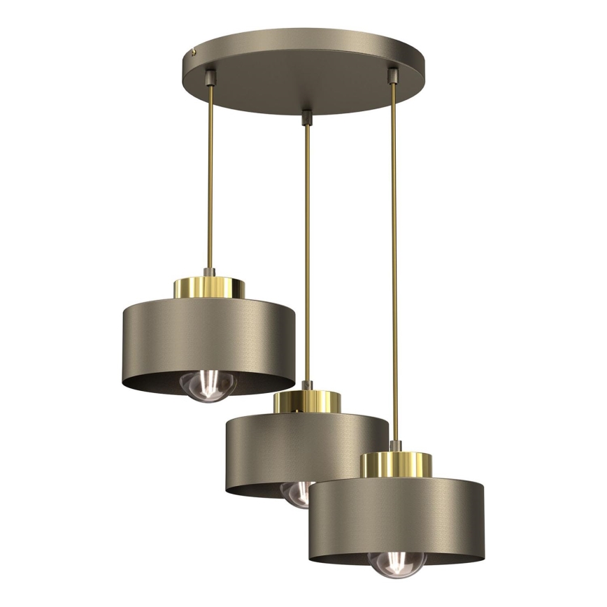 Lampadario a sospensione con filo MARTI 3xE27/15W/230V ottone/oro