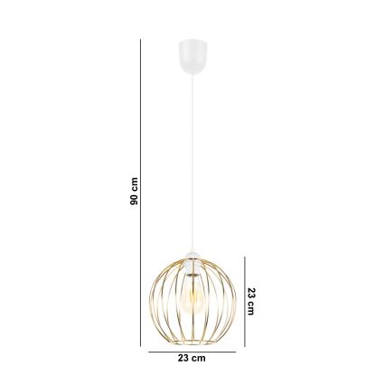 Lampadario a sospensione con filo MATT 1xE27/60W/230V bianco/oro