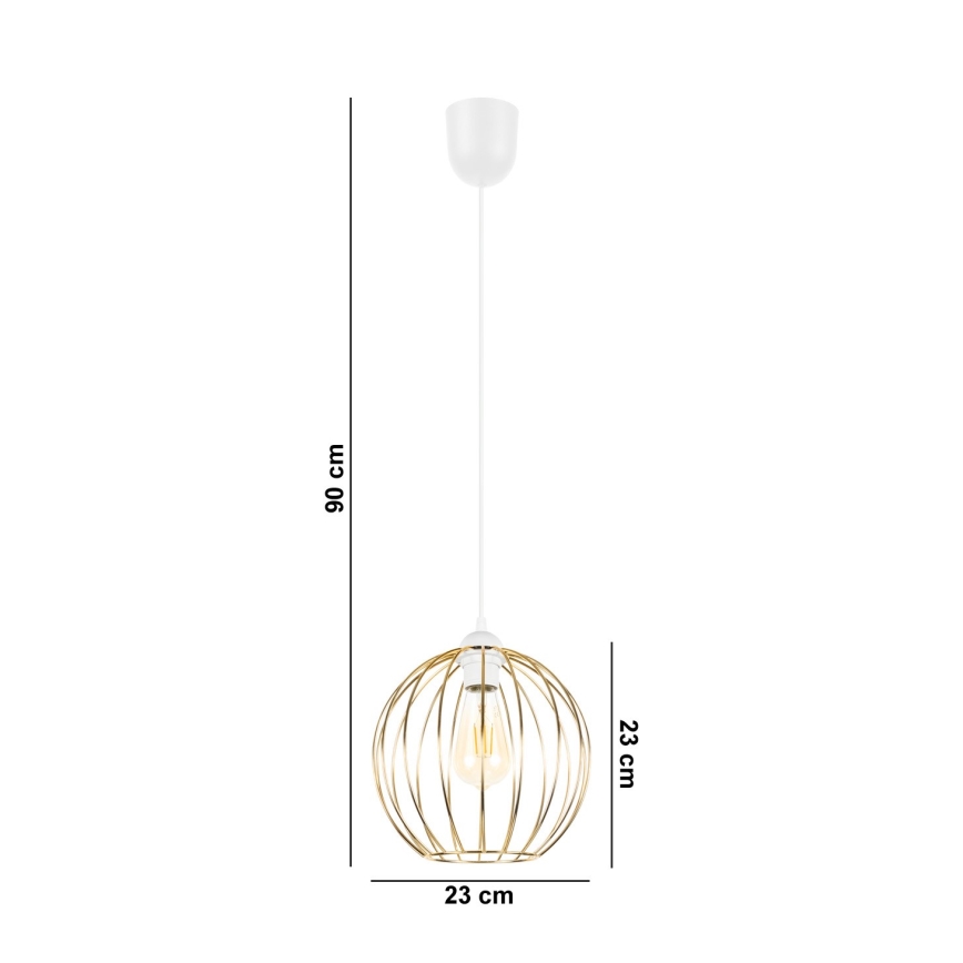 Lampadario a sospensione con filo MATT 1xE27/60W/230V bianco/oro