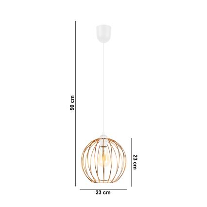 Lampadario a sospensione con filo MATT 1xE27/60W/230V bianco/rame