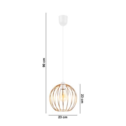 Lampadario a sospensione con filo MATT 1xE27/60W/230V bianco/rame