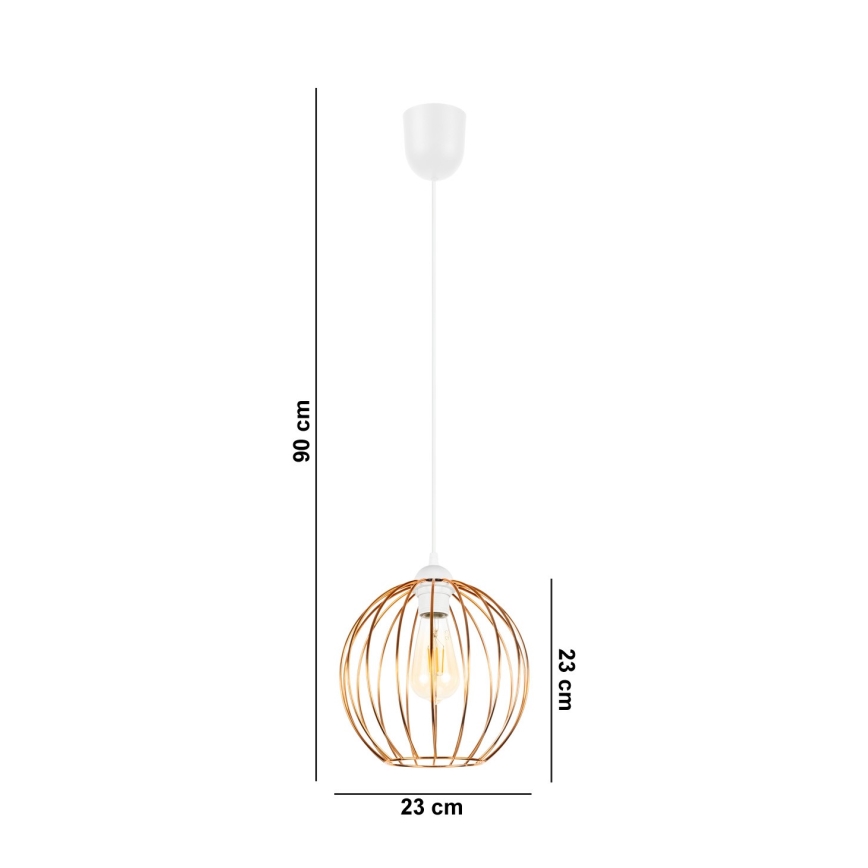 Lampadario a sospensione con filo MATT 1xE27/60W/230V bianco/rame