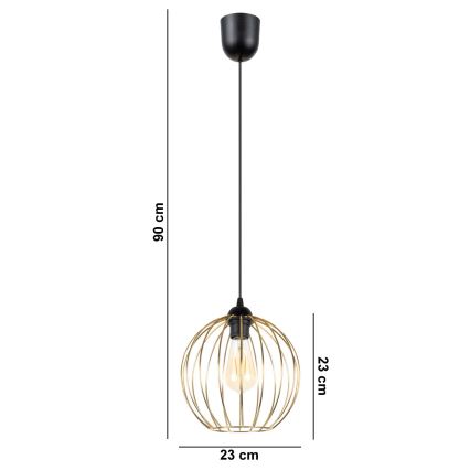 Lampadario a sospensione con filo MATT 1xE27/60W/230V nero/oro