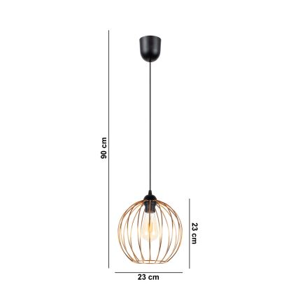 Lampadario a sospensione con filo MATT 1xE27/60W/230V nero/rame