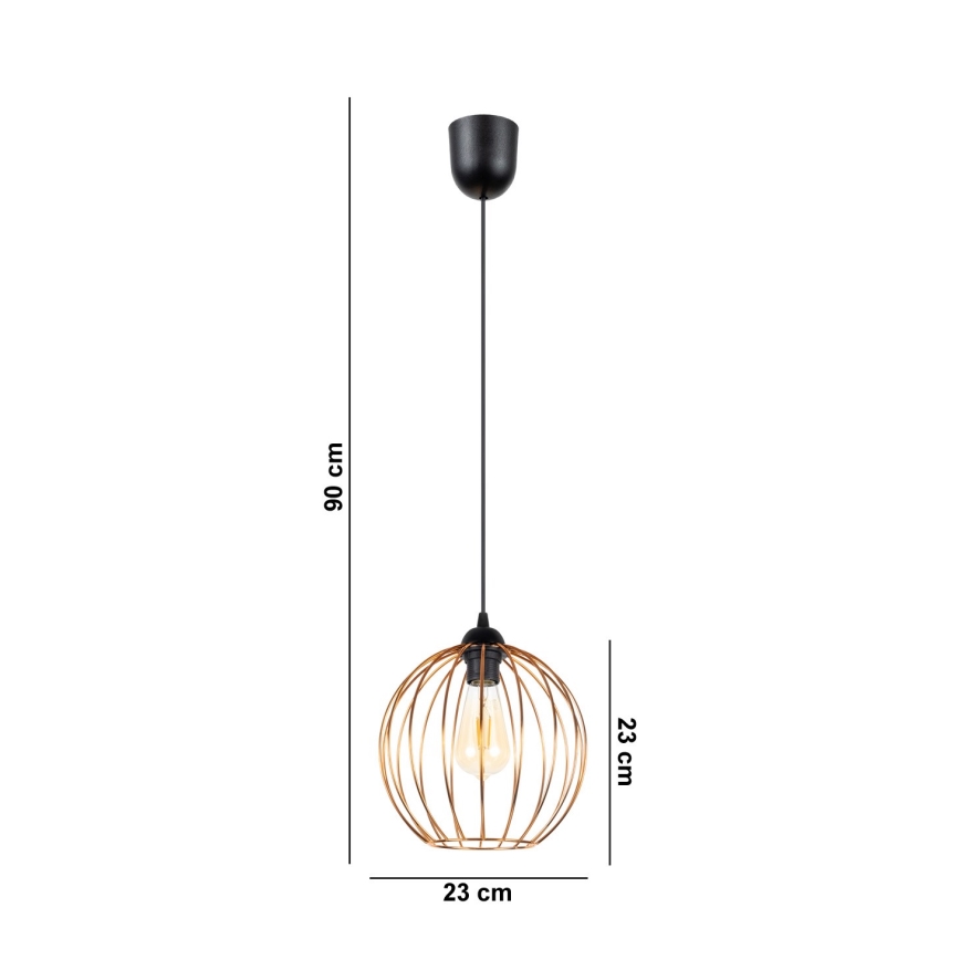 Lampadario a sospensione con filo MATT 1xE27/60W/230V nero/rame