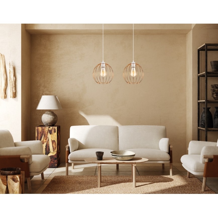 Lampadario a sospensione con filo MATT 2xE27/60W/230V bianco/rame