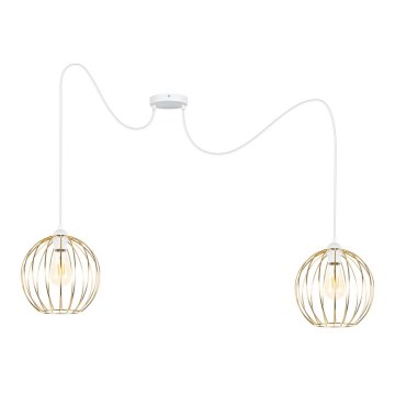 Lampadario a sospensione con filo MATT 2xE27/60W/230V ragno bianco/oro