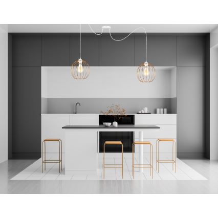 Lampadario a sospensione con filo MATT 2xE27/60W/230V ragno bianco/rame