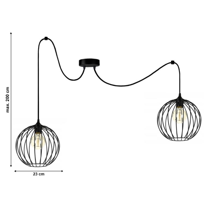 Lampadario a sospensione con filo MATT 2xE27/60W/230V ragno