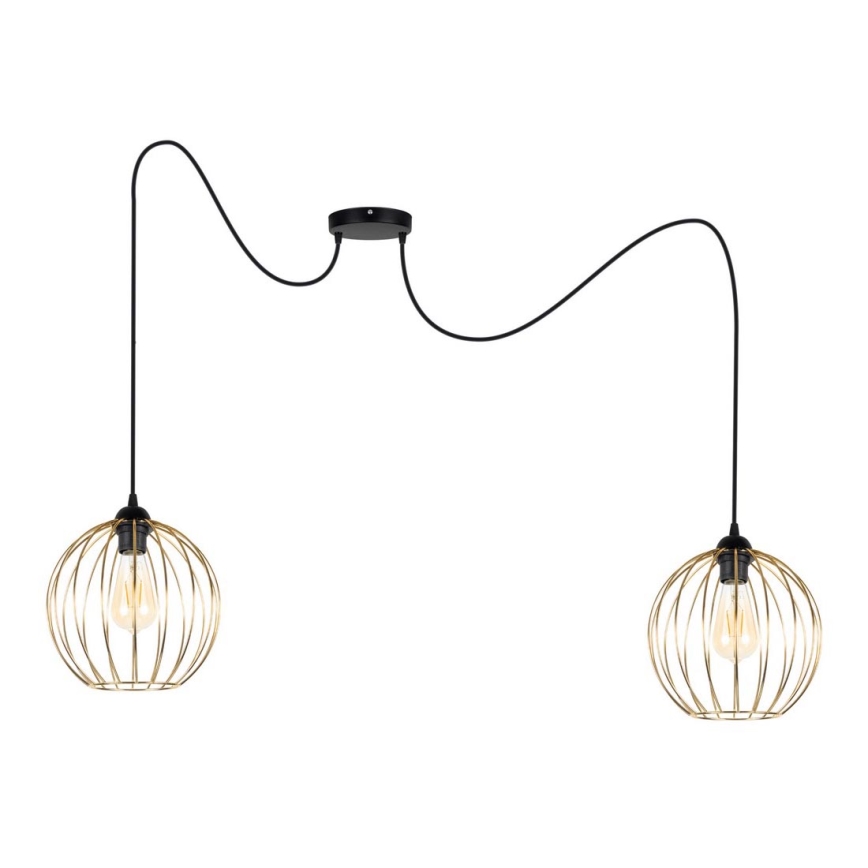 Lampadario a sospensione con filo MATT 2xE27/60W/230V ragno nero/oro