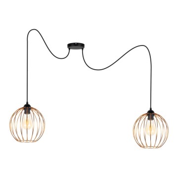 Lampadario a sospensione con filo MATT 2xE27/60W/230V ragno nero/rame