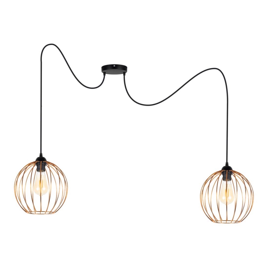 Lampadario a sospensione con filo MATT 2xE27/60W/230V ragno nero/rame