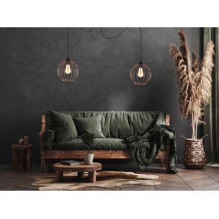 Lampadario a sospensione con filo MATT 2xE27/60W/230V ragno nero/rame