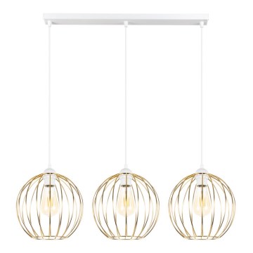 Lampadario a sospensione con filo MATT 3xE27/60W/230V bianco/oro