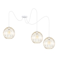 Lampadario a sospensione con filo MATT 3xE27/60W/230V ragno bianco/oro
