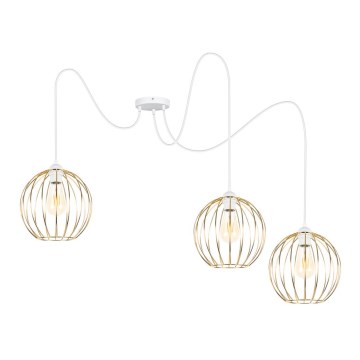 Lampadario a sospensione con filo MATT 3xE27/60W/230V ragno bianco/oro