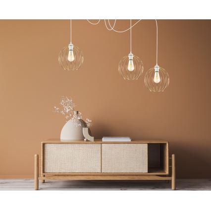 Lampadario a sospensione con filo MATT 3xE27/60W/230V ragno bianco/oro