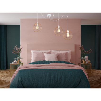 Lampadario a sospensione con filo MATT 3xE27/60W/230V ragno bianco/rame