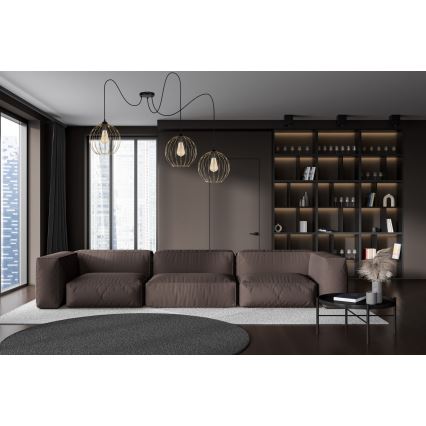 Lampadario a sospensione con filo MATT 3xE27/60W/230V ragno nero/oro