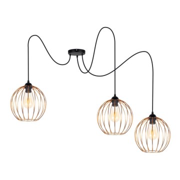 Lampadario a sospensione con filo MATT 3xE27/60W/230V ragno nero/rame