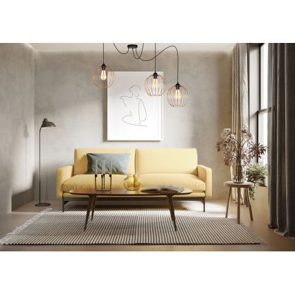 Lampadario a sospensione con filo MATT 3xE27/60W/230V ragno nero/rame