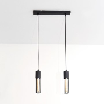 Lampadario a sospensione con filo MELODY 2xE27/15W/230V nero