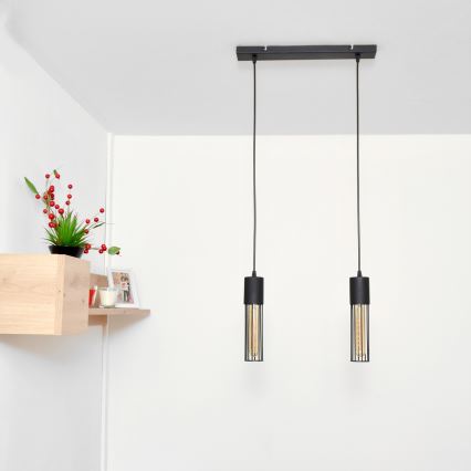 Lampadario a sospensione con filo MELODY 2xE27/15W/230V nero