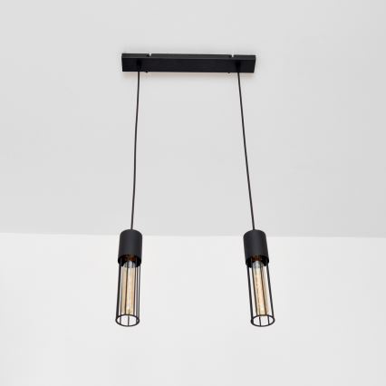 Lampadario a sospensione con filo MELODY 2xE27/15W/230V nero
