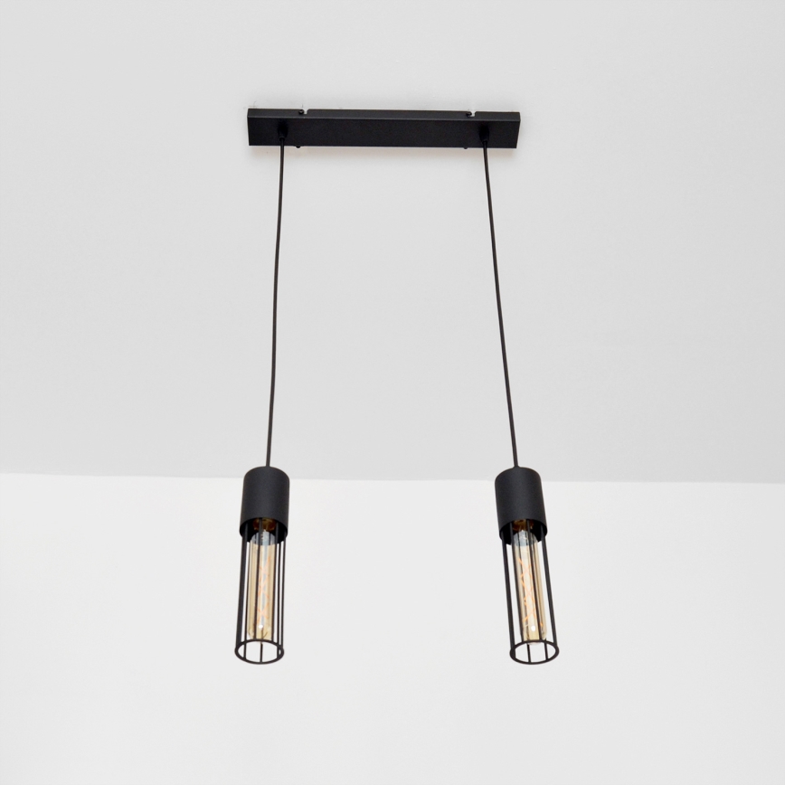 Lampadario a sospensione con filo MELODY 2xE27/15W/230V nero
