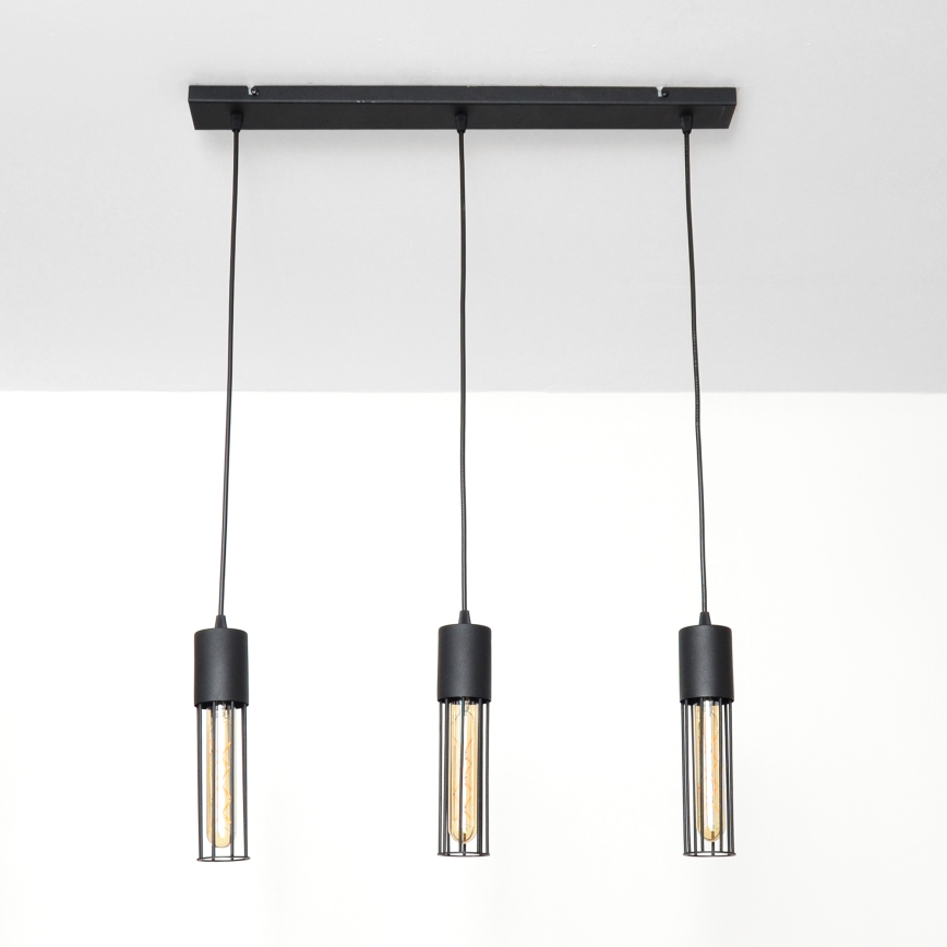 Lampadario a sospensione con filo MELODY 3xE27/15W/230V nero